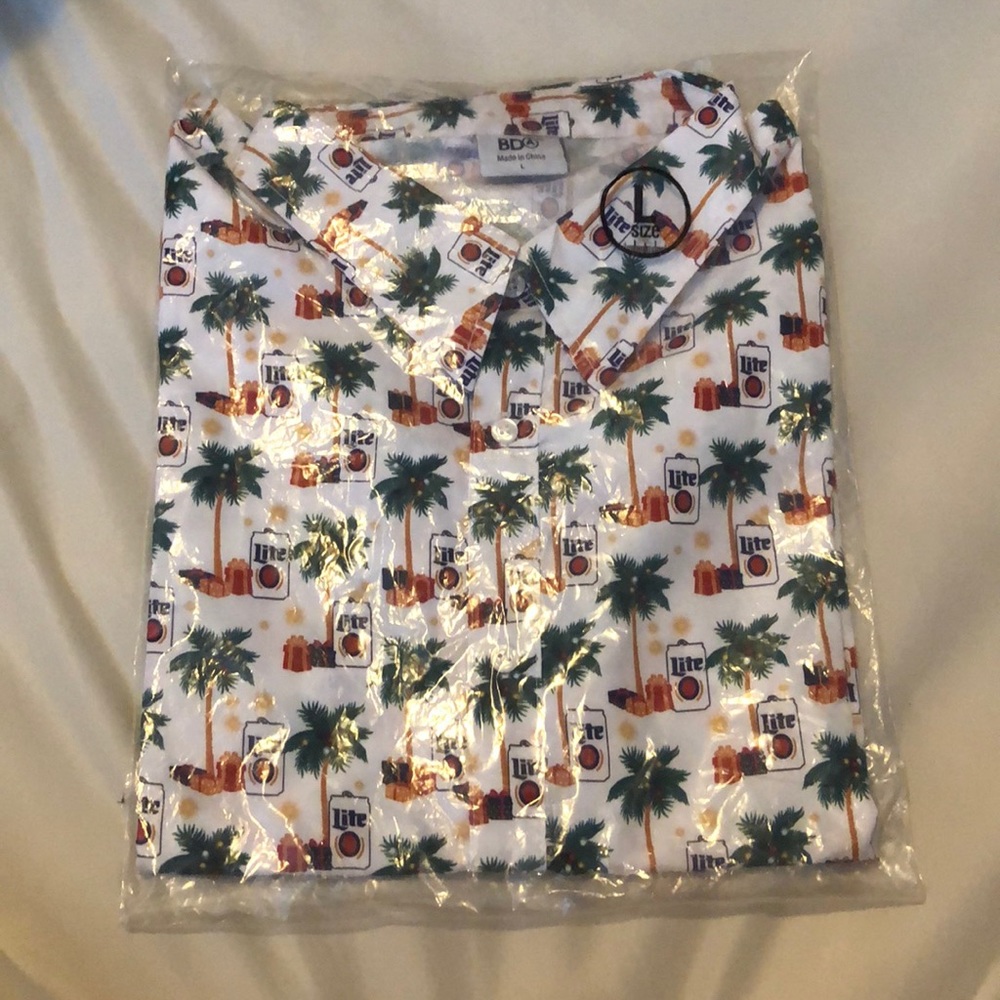 Miller Lite Christmas Button Up